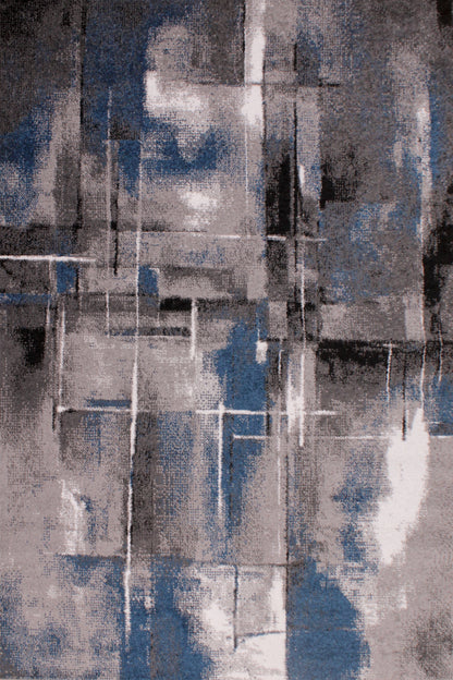 Modern Spirit Artiste Pictorial Abstract Rug in Navy Blue Large 160x230 cm (5'3"x7'7")