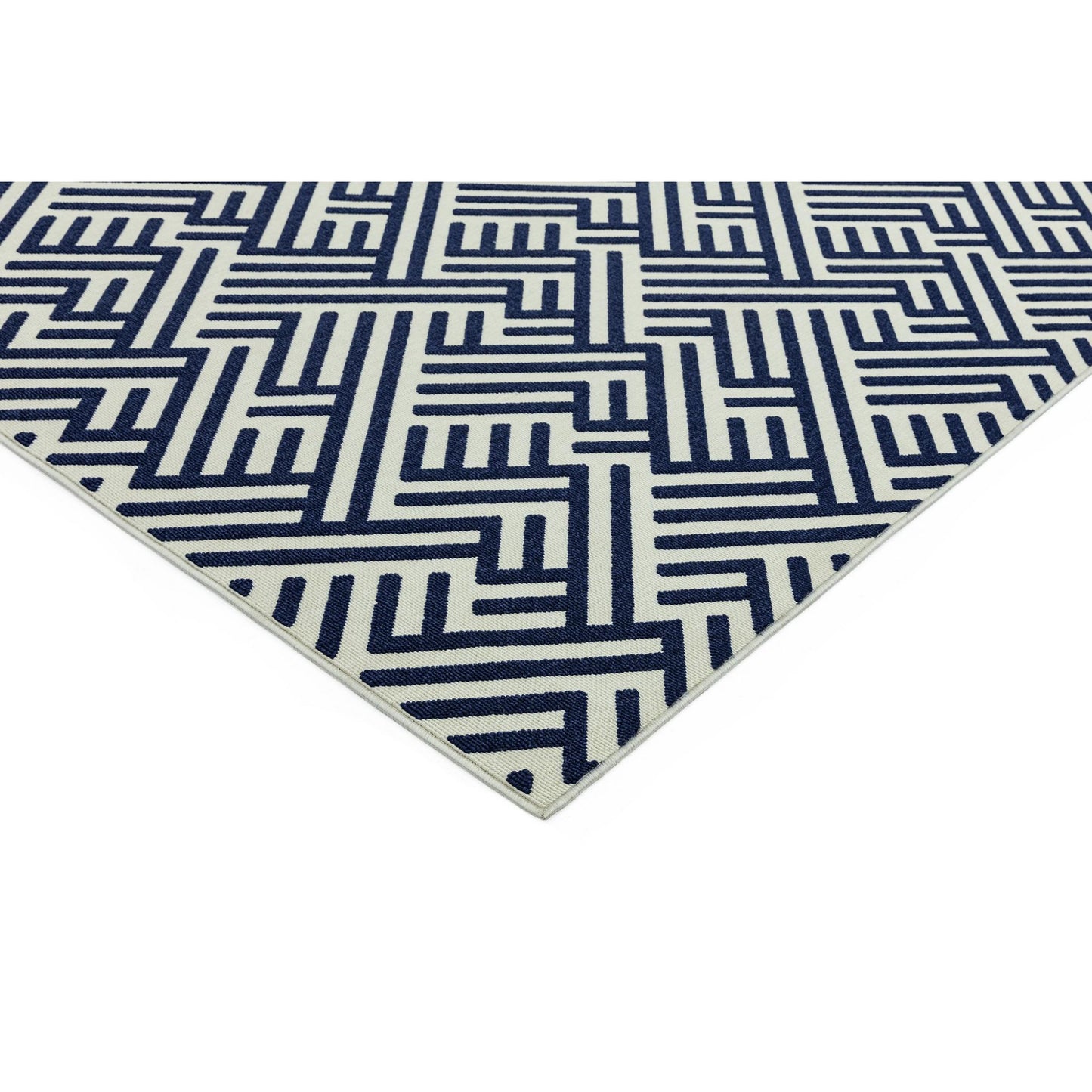 Antibes AN04 Contemporary Blue & White Linear Indoor-Outdoor Rug – Premium Geometric Flatweave