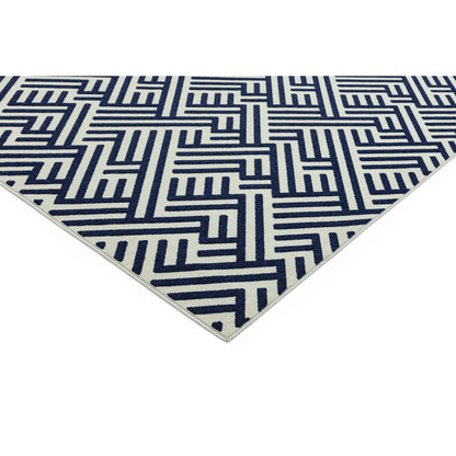 Antibes AN04 Contemporary Blue & White Linear Indoor-Outdoor Rug – Premium Geometric Flatweave