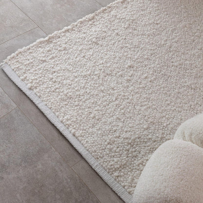 Abbus Boucle Ivory Modern Plain Rug – Hand Woven Soft Texture