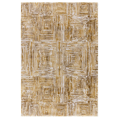 Kuza Portrait Rug – Gold –  Elegant Textured High-Low Pile Carpet