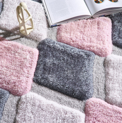 Origins 3D GEO Soft Silky Shaggy Modern Diamond Rug in Blush Pink