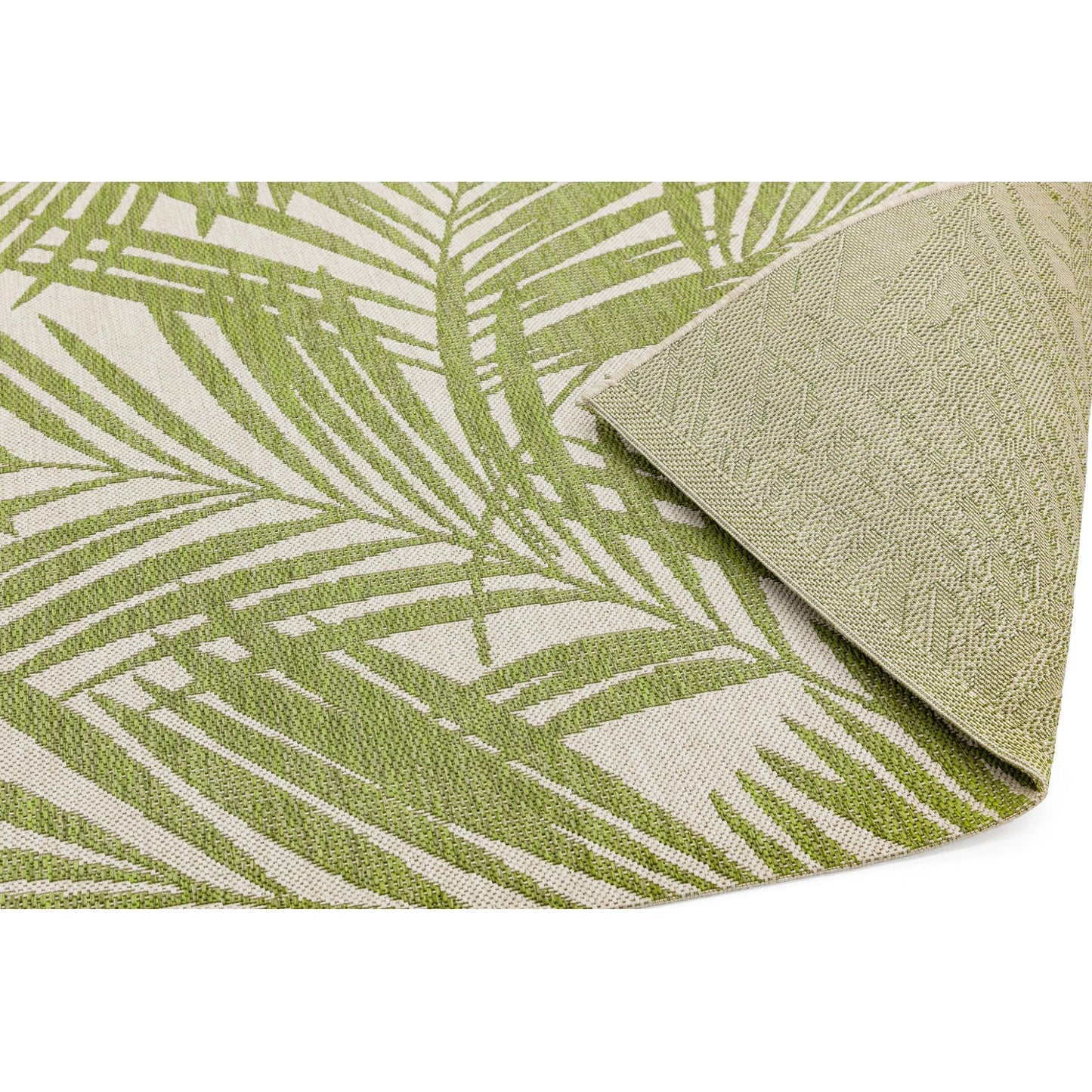 Patio Palm Botanical Leaf Green & Pink Indoor & Outdoor Hallway Runner Rug