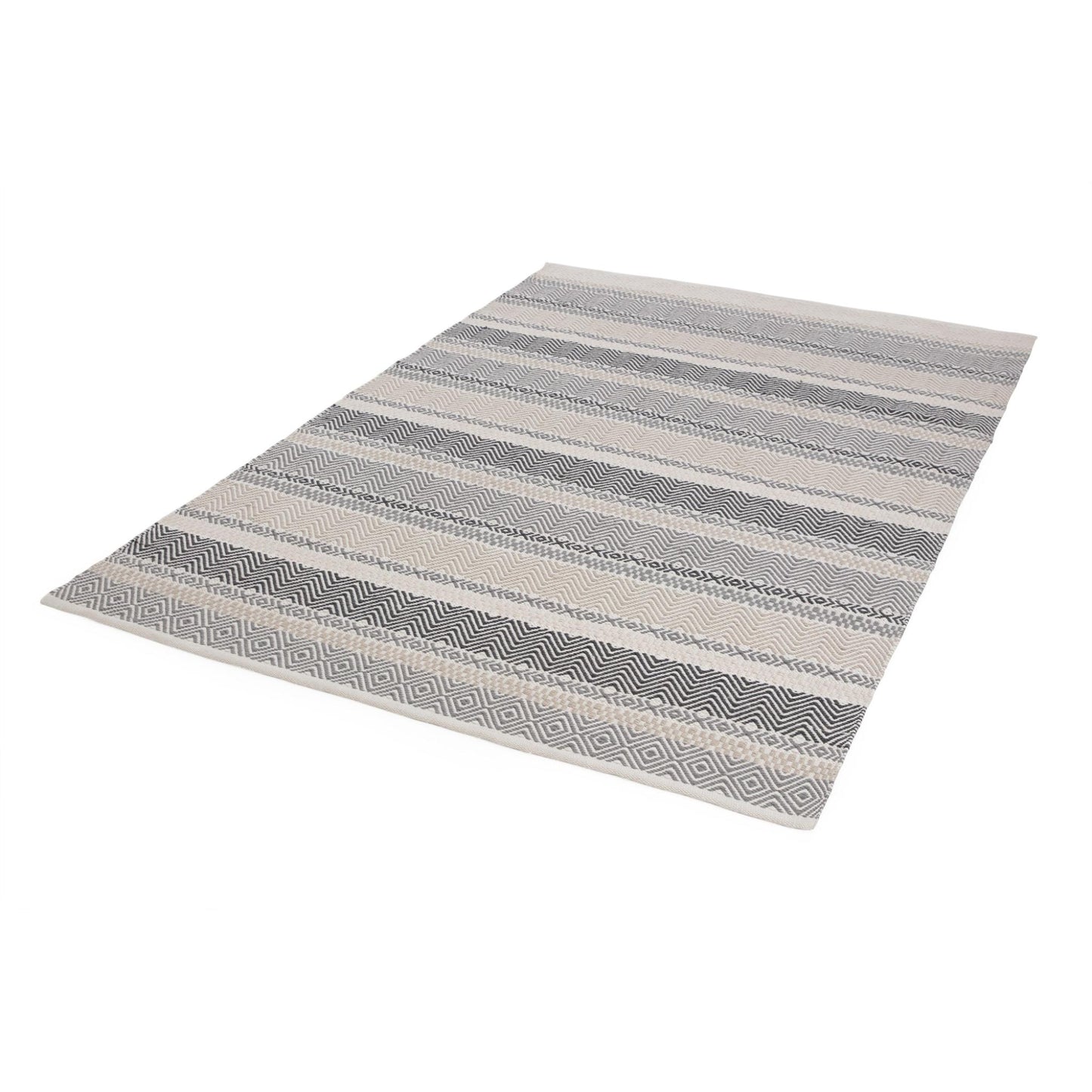 Boardwalk Reversible Eco-Friendly Grey Multi Striped Indoor & Outdoor Area Rug