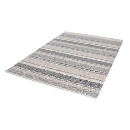 Boardwalk Reversible Eco-Friendly Grey Multi Striped Indoor & Outdoor Area Rug