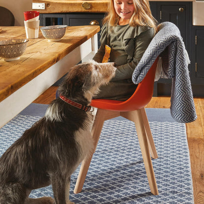 Hug Rug Woven Trellis Washable Indoor Outdoor Denim Blue