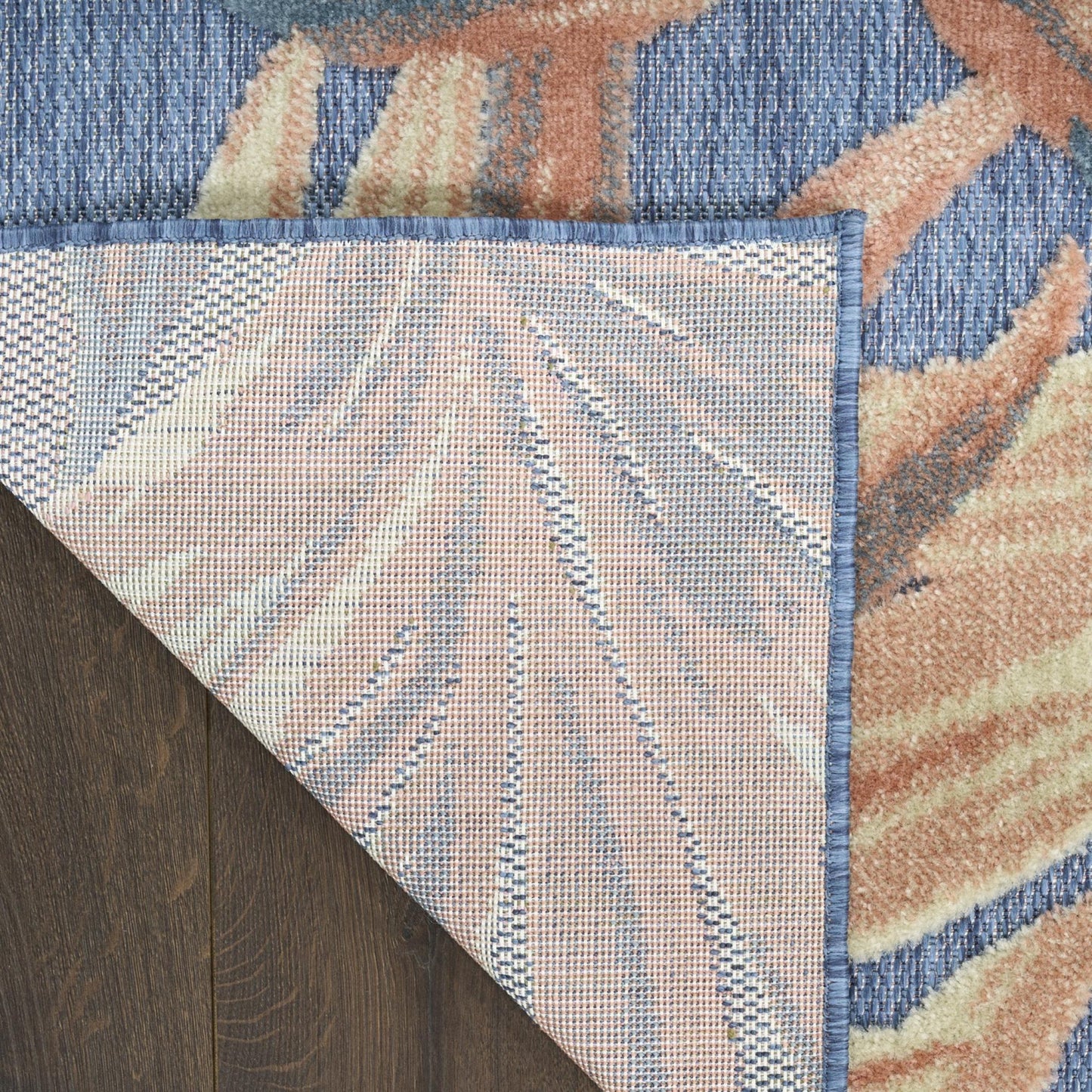 Aloha ALH43 Tropical Botanical Rose Blue Indoor & Outdoor Area Rug