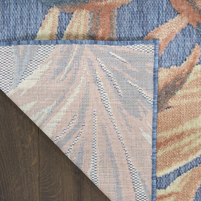 Aloha ALH43 Tropical Botanical Rose Blue Indoor & Outdoor Area Rug