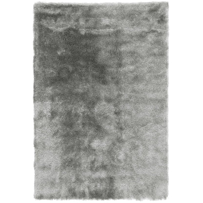 Whisper Shaggy Rug Silky Shiny Soft High Pile Plush Rug in Tungsten Silver – Luxurious Softness & Modern Shine