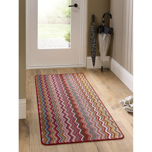 Waschbarer Läuferteppich Zig Zag Multi Bright – Rutschfeste, farbenfrohe Flur- und Küchenmatte
