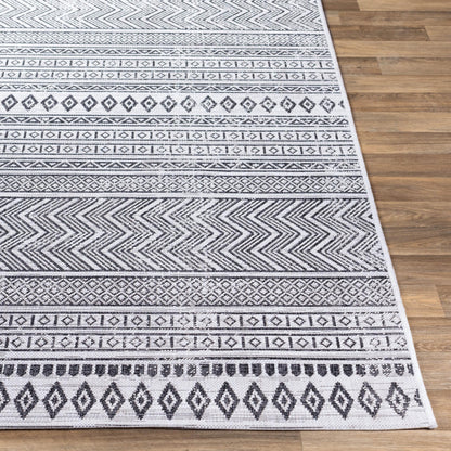 Eagean EAG2345 Tribal Geometric Black & White Indoor & Outdoor Flatweave Rug