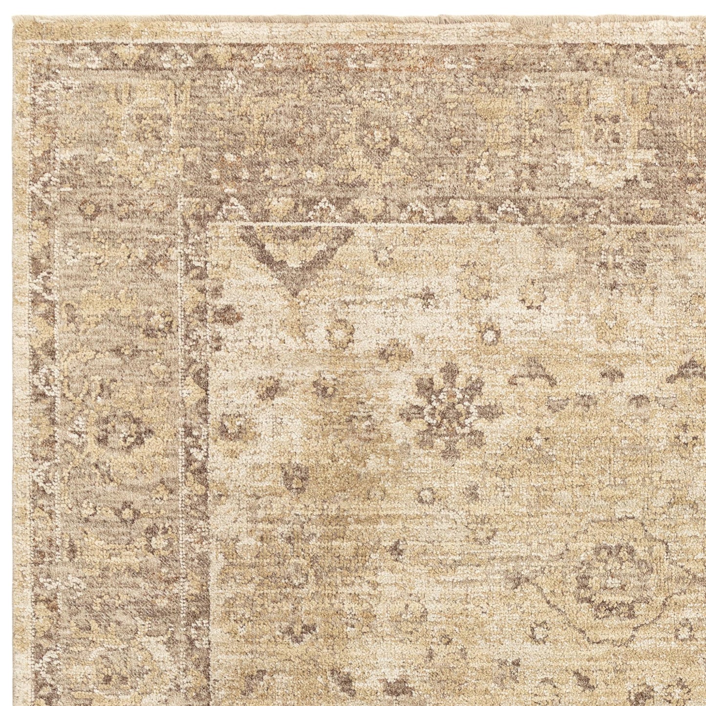 Heriz HE05 Ornate Beige Traditional Vintage Rug – Modern Textured Polyester Carpet for Living Room, Bedroom, and Hallway