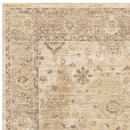 Heriz HE05 Ornate Beige Traditional Vintage Rug – Modern Textured Polyester Carpet for Living Room, Bedroom, and Hallway