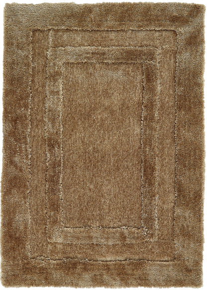 Origins Frame Hand Tufted Soft Silky Thick Shaggy Rug in Latte