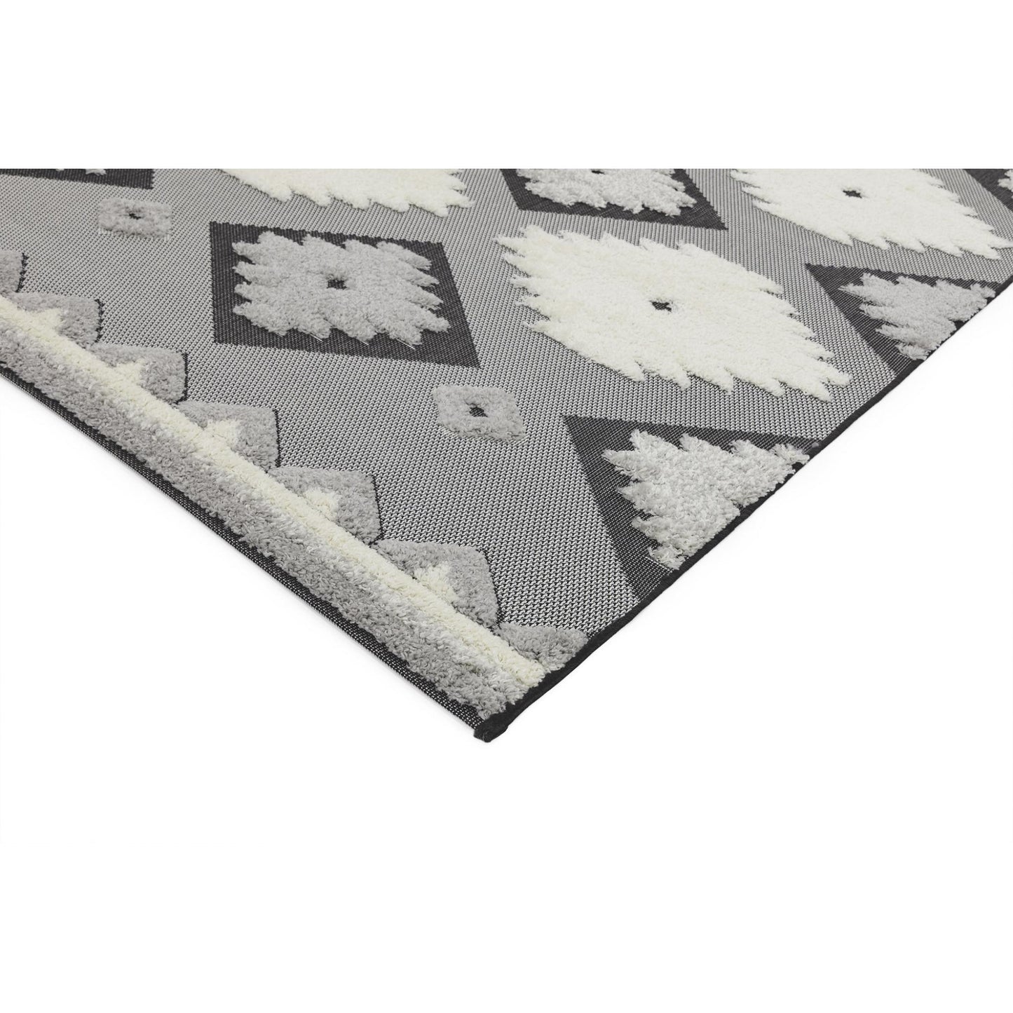 The Monty MN01 Tribal Diamond Flatweave – Premium Indoor & Outdoor Rug in Charcoal & Cream