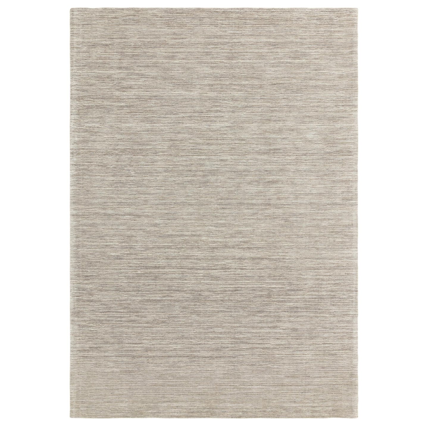 Hazy Stone Beige Natural Handwoven Rug – Tip-Sheared Finish Soft Wool Blend Plain Striped Carpet for Modern Interiors