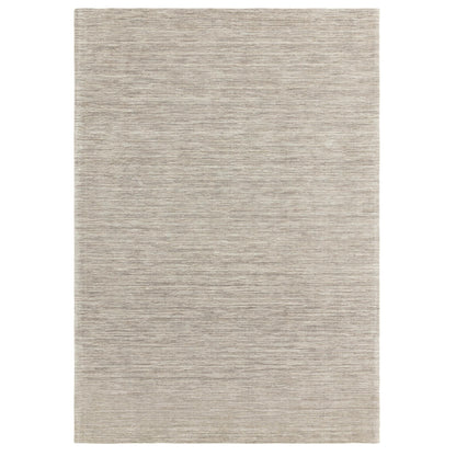 Hazy Stone Beige Natural Handwoven Rug – Tip-Sheared Finish Soft Wool Blend Plain Striped Carpet for Modern Interiors