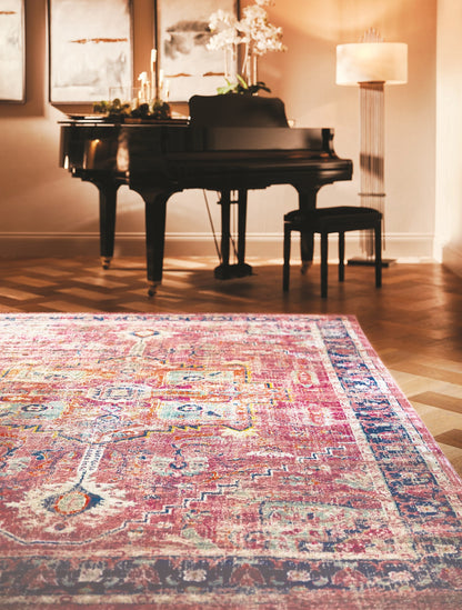Origins Granada Traditional Bordered Rug & Hallway Runner in Ruby