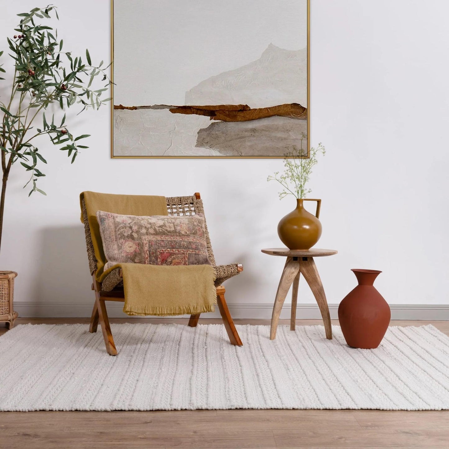 Grayson Luxury Cream Textured Hand Woven Indoor & Outdoor Eco-Friendly Rug
