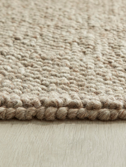 La Playa Hand Woven Pebble Wool Rug in Rustic Beige