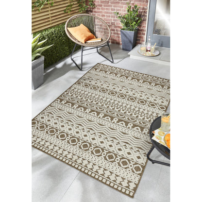 Atlas Graphic Tribal Geometric Teppich – Kaffeebraun – Flachgewebe-Teppich für drinnen und draußen, strapazierfähig