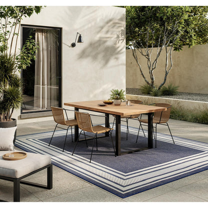 Horizon HOZ03 Modern Bordered Navy Blue Indoor & Outdoor Flatweave Rug
