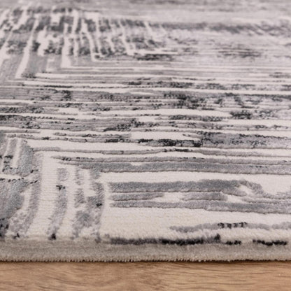 Kuza Portrait Rug – Grey–  Elegant Textured High-Low Pile Carpet