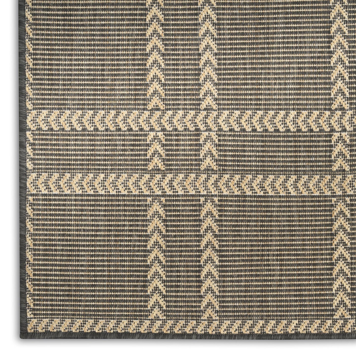 Horizon Grid HOZ04 Modern Geometric Patio Charcoal Grey Indoor & Outdoor Flatweave Rug