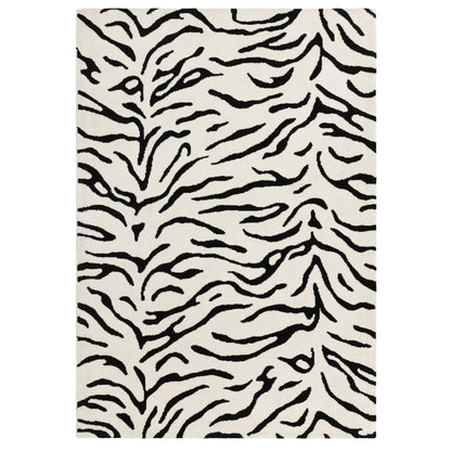 Wilder Tiger Mono Animal Inspired Black & White Rug – Modern Soft Textured Polyester Carpet