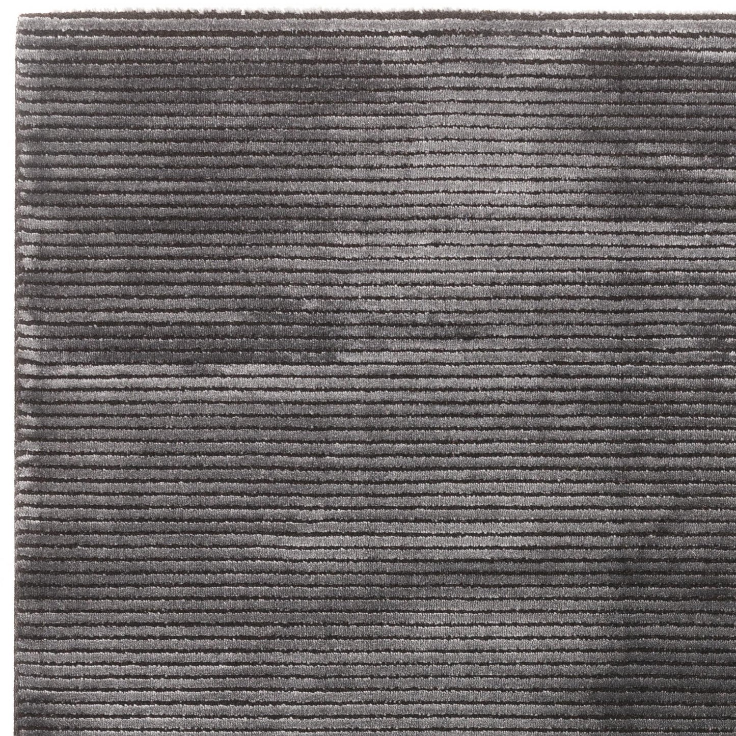 Kuza Plain Stripe Soft Silky Velvety Modern Rug in Charcoal Grey