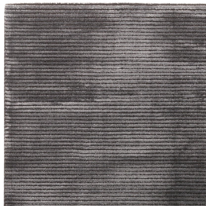 Kuza Plain Stripe Soft Silky Velvety Modern Rug in Charcoal Grey