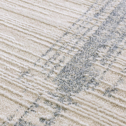 Anders AN07 Boho Charm Abstract Border Shimmer Rug in Blue Natural