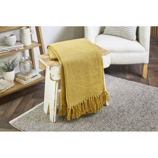 Hug Rug Woven Plain Throw Gold Blanket Bed Sofa Chair Cover in 130 x 180 cm