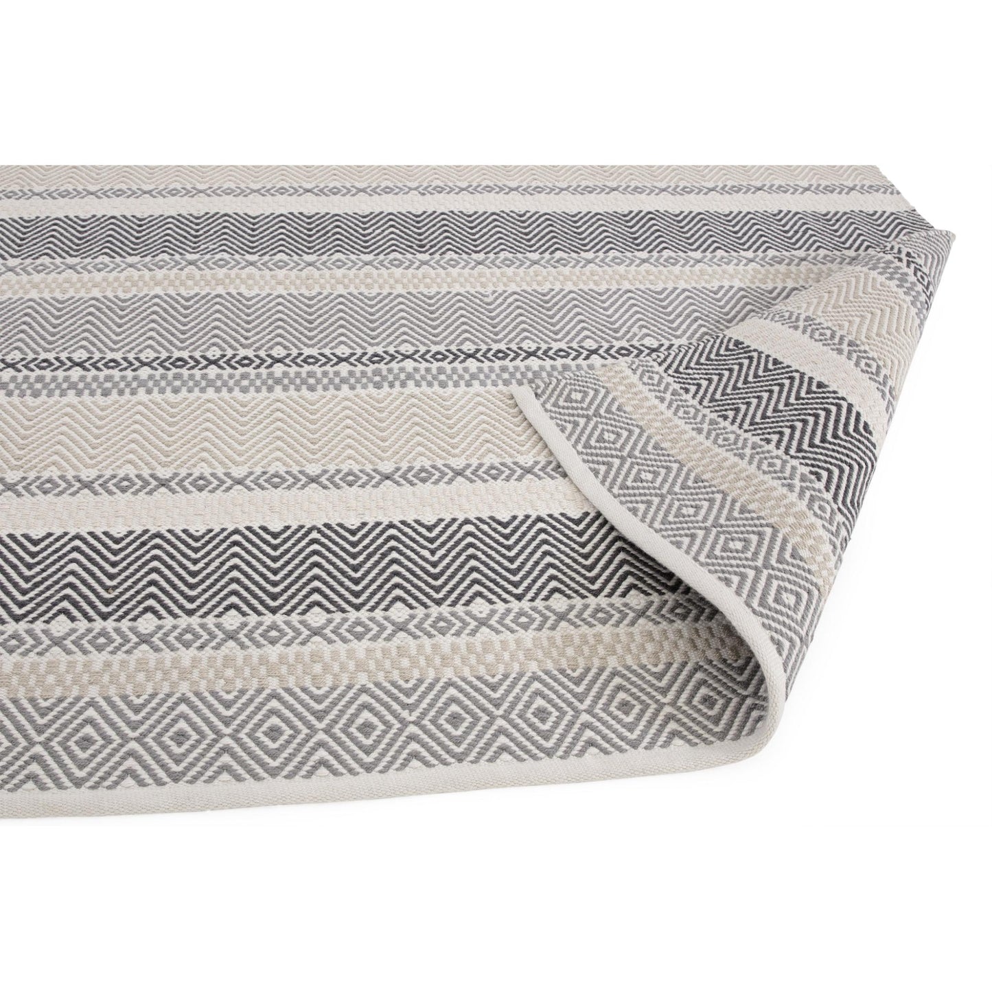 Boardwalk Reversible Eco-Friendly Grey Multi Striped Indoor & Outdoor Area Rug