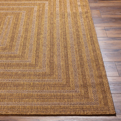 Pismo Beach PMB2305 Modern Geometric Brown Bordered Indoor & Outdoor Flatweave Rug