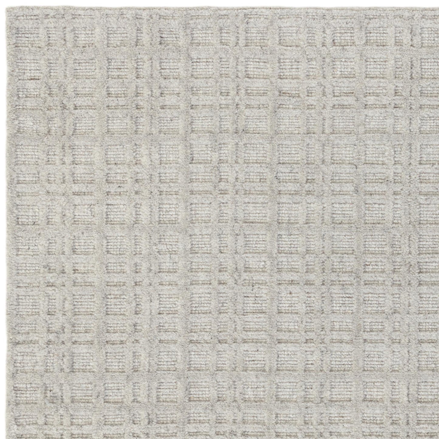 Thatch Grey Beige Handwoven Wool Rug – Neutral Checked Pattern in Undyed Wool Blend