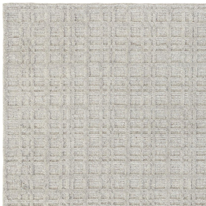 Thatch Grey Beige Handwoven Wool Rug – Neutral Checked Pattern in Undyed Wool Blend