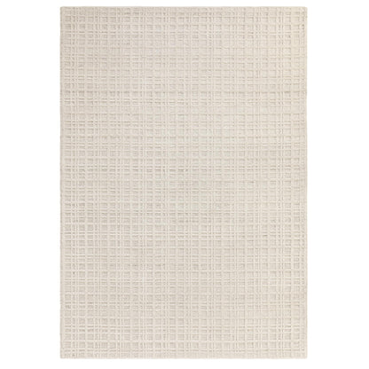 Thatch Cream Handwoven Wool Rug – Neutral Checked Pattern in Undyed Wool Blend Ecru