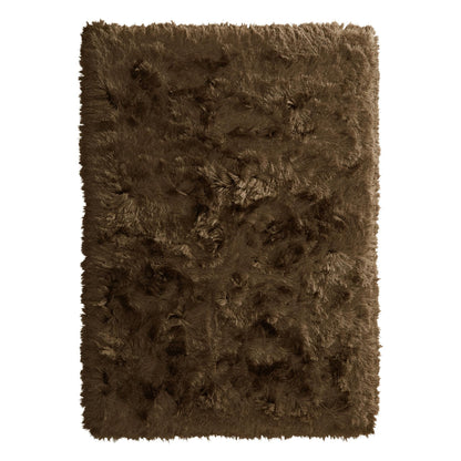 High Pile Shaggy Rug for Living Room Bedroom Modern Glamour Silky Shag Carpet – Mocha Brown