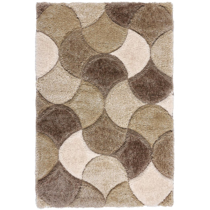 3D-Zottelteppich mit Muschelmuster für Wohnzimmer, Schlafzimmer, weicher, seidiger, flauschiger, dicker Flor, Naturcremebeige