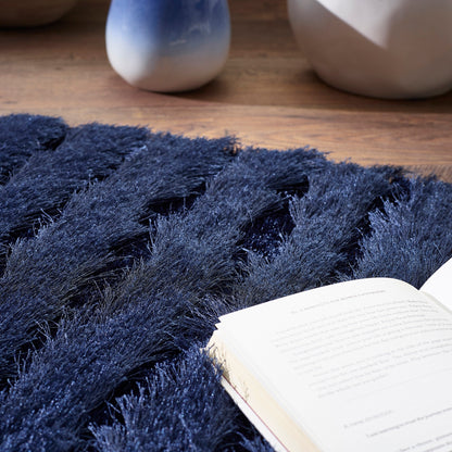 Origins Carved Glamour Navy Blue Shaggy Rug