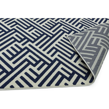 Antibes AN04 Contemporary Blue & White Linear Indoor-Outdoor Rug – Premium Geometric Flatweave