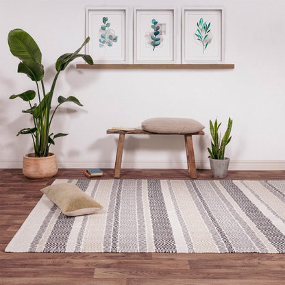 Boardwalk Reversible Eco-Friendly Grey Multi Striped Indoor & Outdoor Area Rug