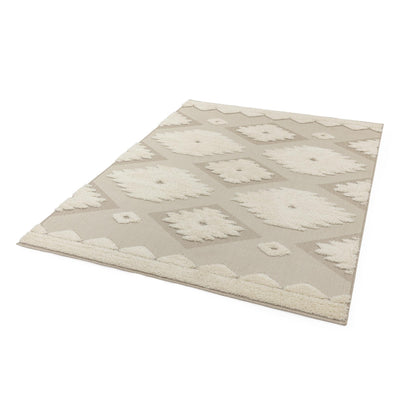 The Monty MN02 Tribal Geometric Flatweave – Weatherproof Indoor & Outdoor Rug in Natural & Cream