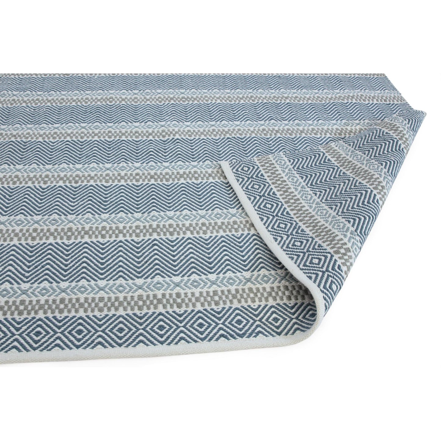 Boardwalk Reversible Eco-Friendly Blue Multi Striped Indoor & Outdoor Area Rug