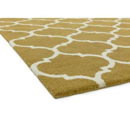 Albany Ogee Ochre Moroccan Trellis Hand Tufted Wool Rug
