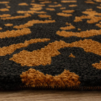 Wilder Splash Charcoal Orange Animal Inspired Rug – Modern Soft Textured Polyester Carpet