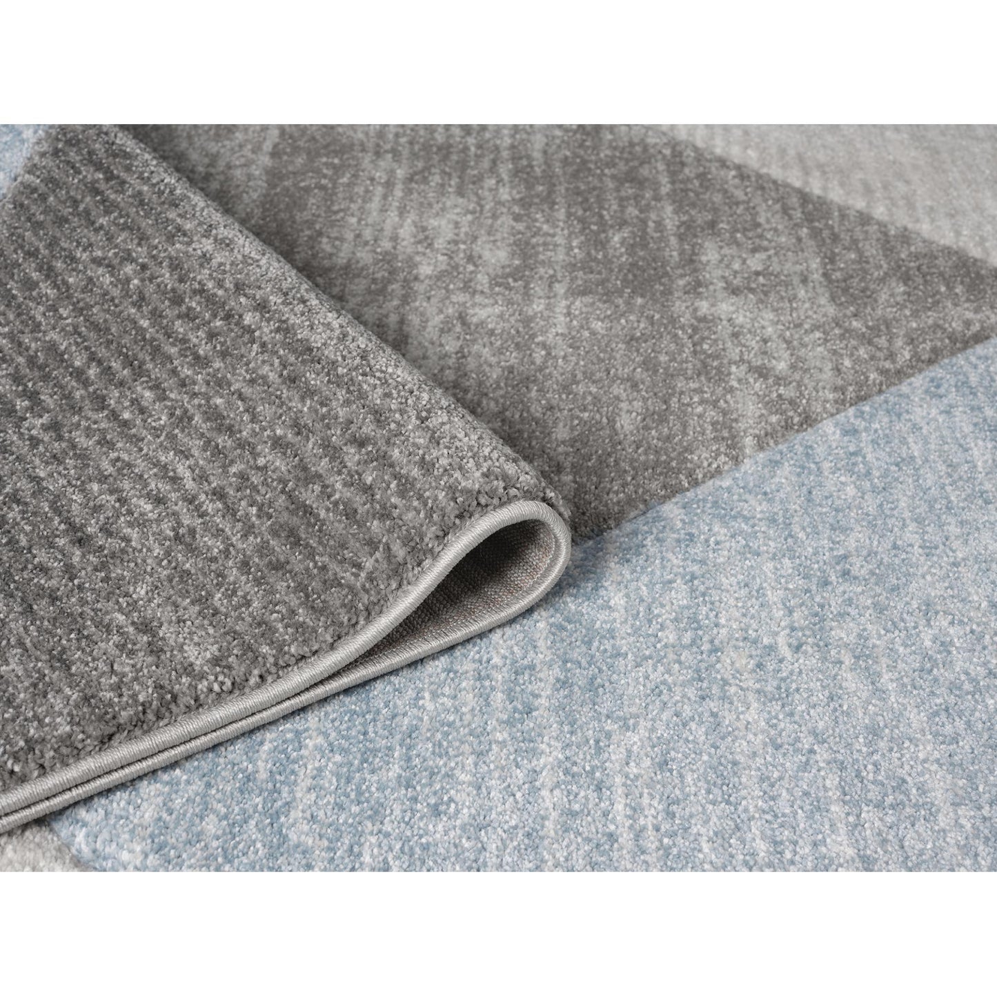 Orbit Bergen Geometric 3D Carved Grey Blue Rug – Modern Soft Textured Polyester Carpet for Hallway, Living Room, and Bedroom