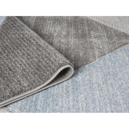 Orbit Bergen Geometric 3D Carved Grey Blue Rug – Modern Soft Textured Polyester Carpet for Hallway, Living Room, and Bedroom
