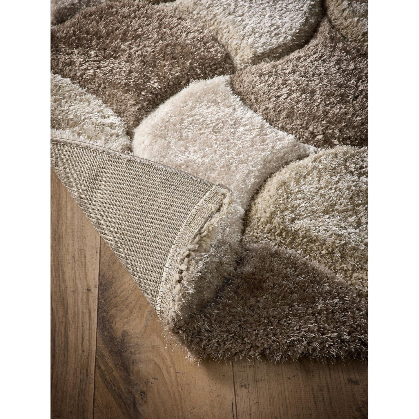 3D-Zottelteppich mit Muschelmuster für Wohnzimmer, Schlafzimmer, weicher, seidiger, flauschiger, dicker Flor, Naturcremebeige